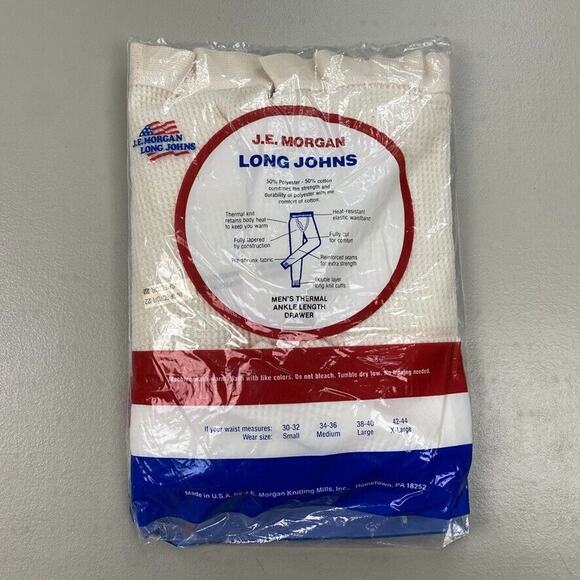 Vintage J E Morgan Long Johns Mens Large Beige Thermal Underwear Pant 38 / 40 - Picture 5 of 6